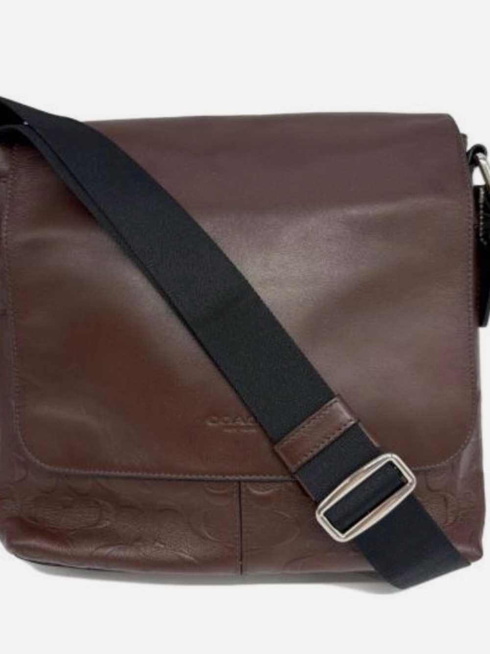 COACH BROWN LEATHER MESSENGER WITH BLACK STRAP F72229